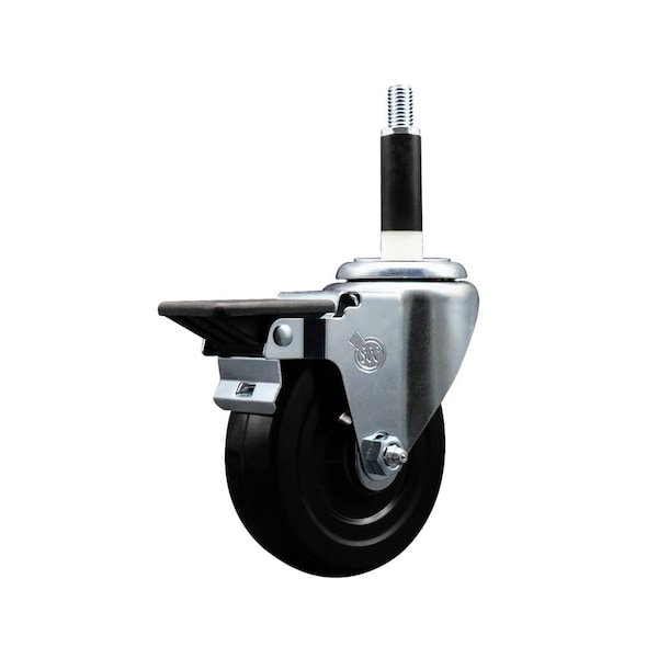 4'' Soft Rubber Swivel 7/8'' Expanding Stem Caster with Brake